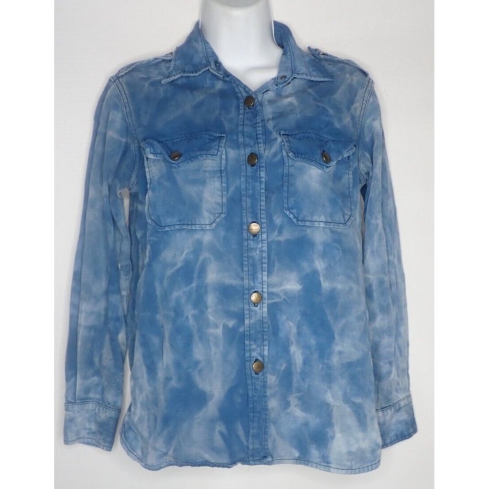 Current/Elliott The Perfect Shirt‎ Blue Exposed Cotton Denim Women's SZ 1 SM